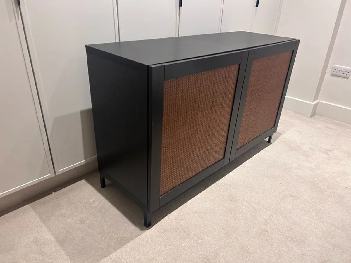 Black Cabinet with Brown Wicker - Image 2