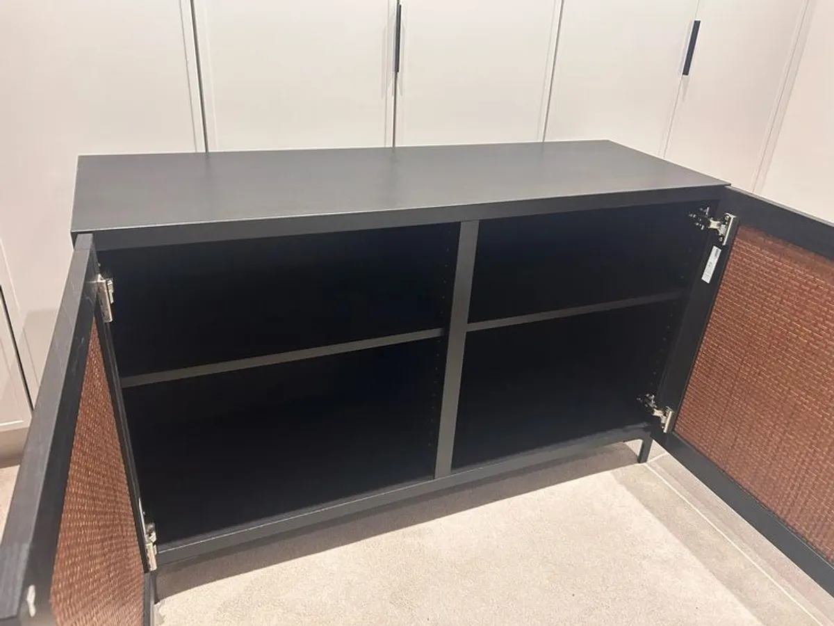 Black Cabinet with Brown Wicker - Image 4