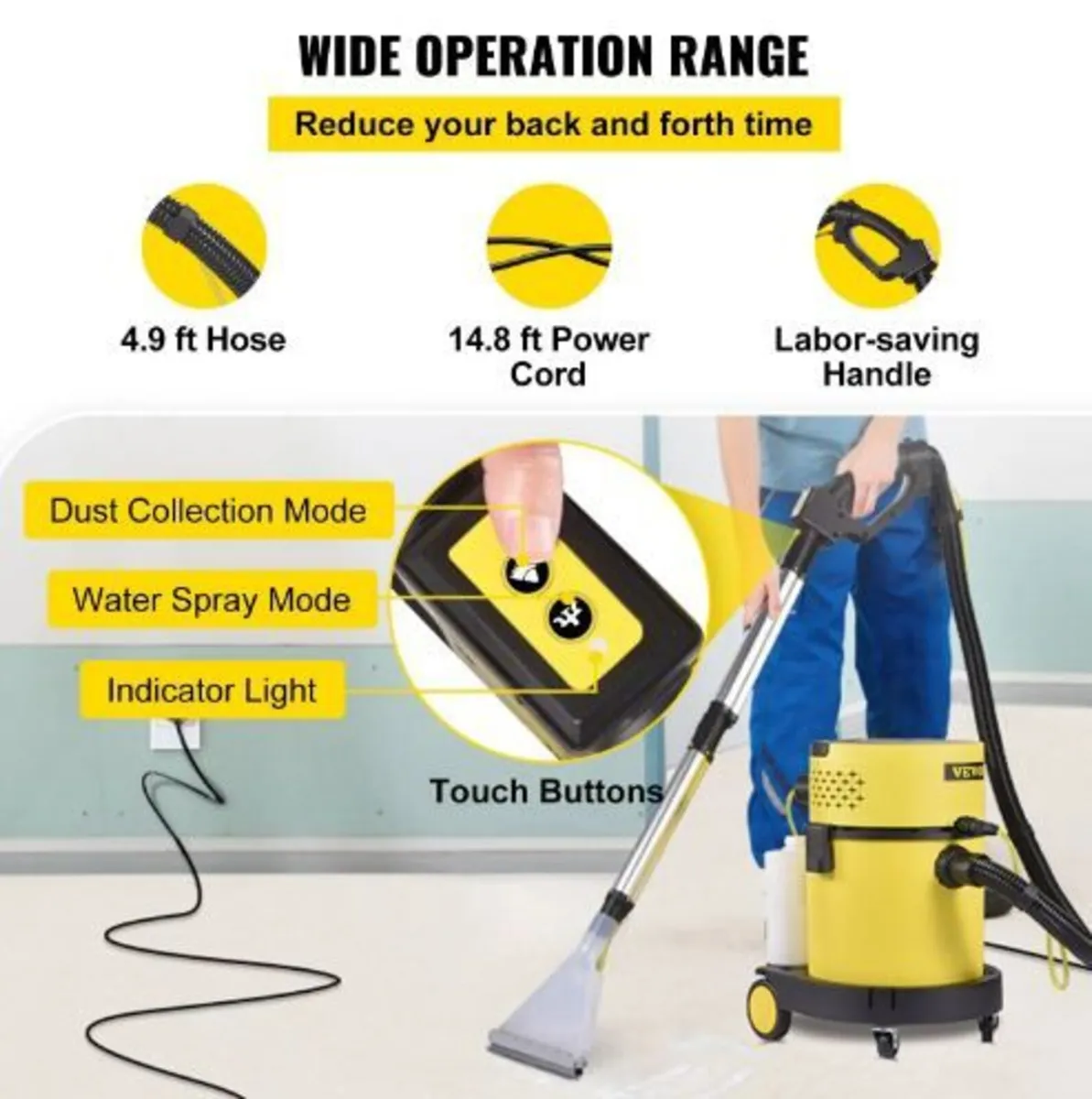 Wet Dry Vacuum Cleaner, 20.1 L 2 Peak HP - Image 3