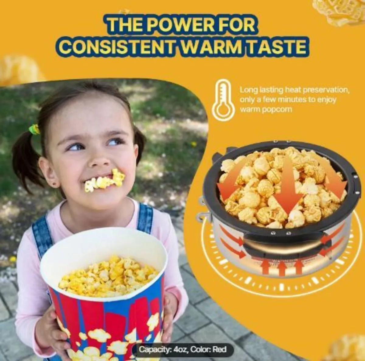 Popcorn Maker, 480W Popcorn Popper Machine - Image 2