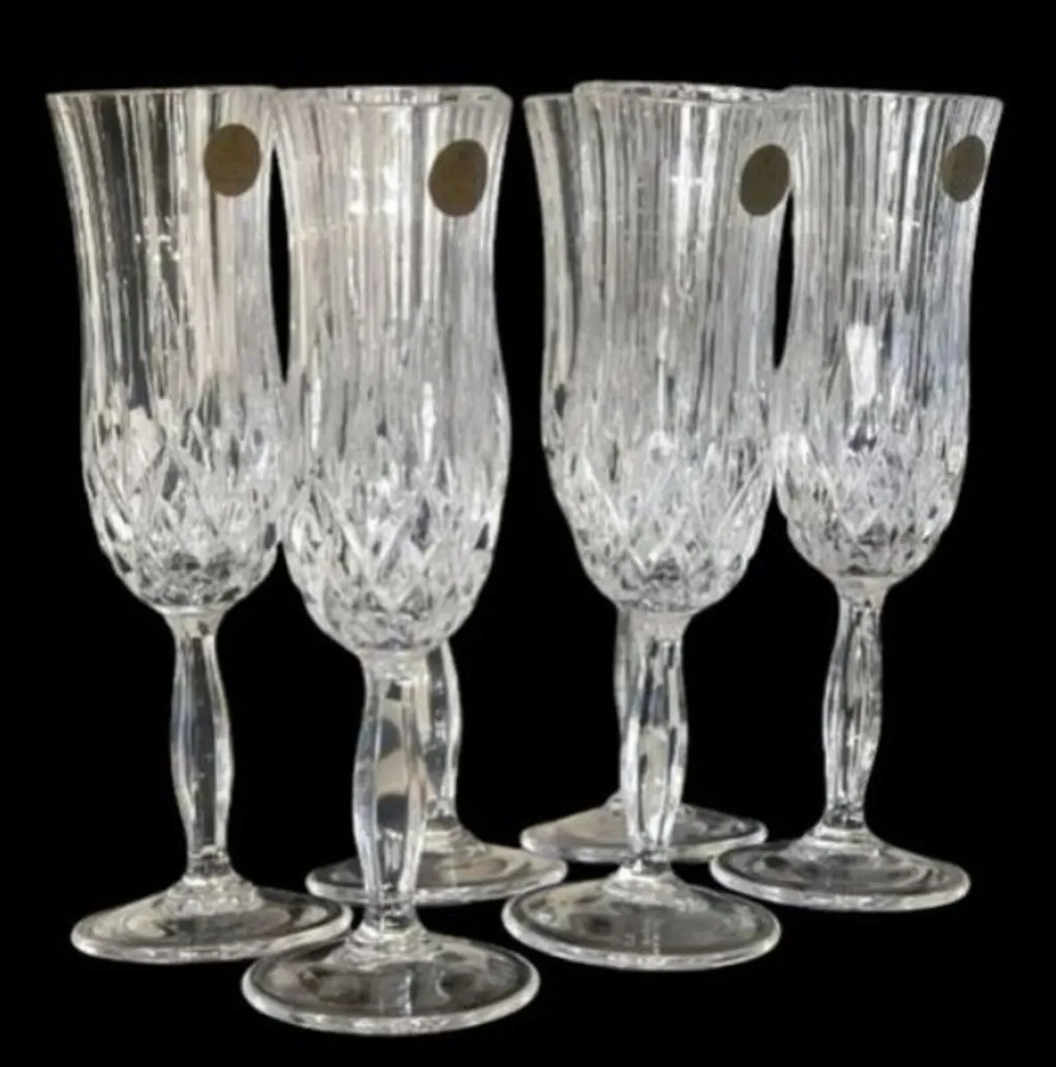 6 x Vintage Royal Doulton Crystal Champagne Flutes - Image 4