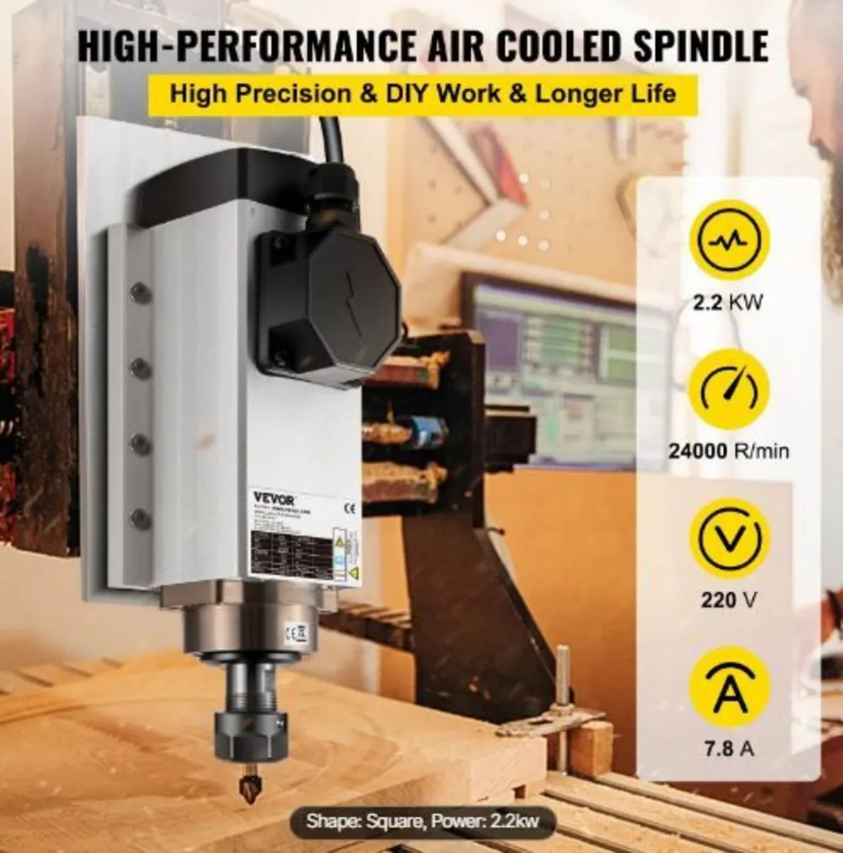 Air Cooled Spindle Motor 2.2KW - Image 2