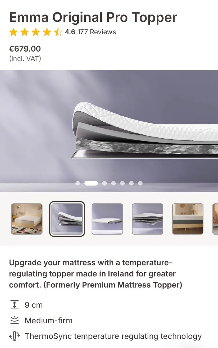 Super king mattress topper Emma - Image 1