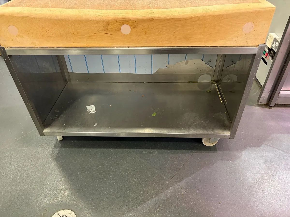 Butchers block and stainless stand - Image 3