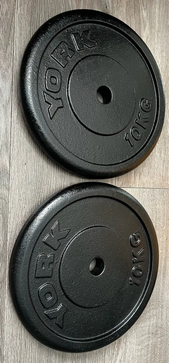 4x10kg York cast iron weight plates - Image 4