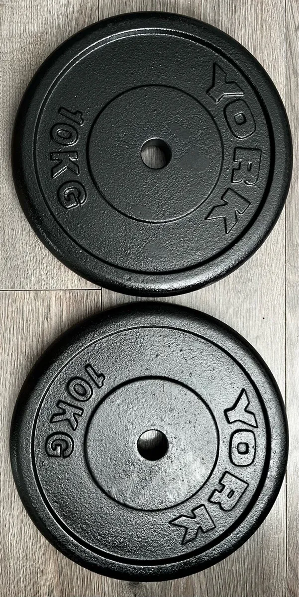 4x10kg York cast iron weight plates - Image 1