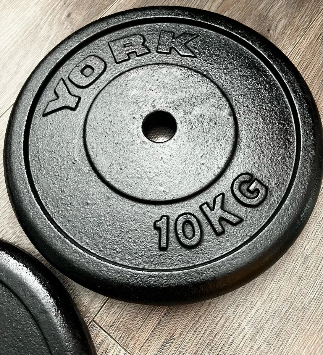4x10kg York cast iron weight plates - Image 3