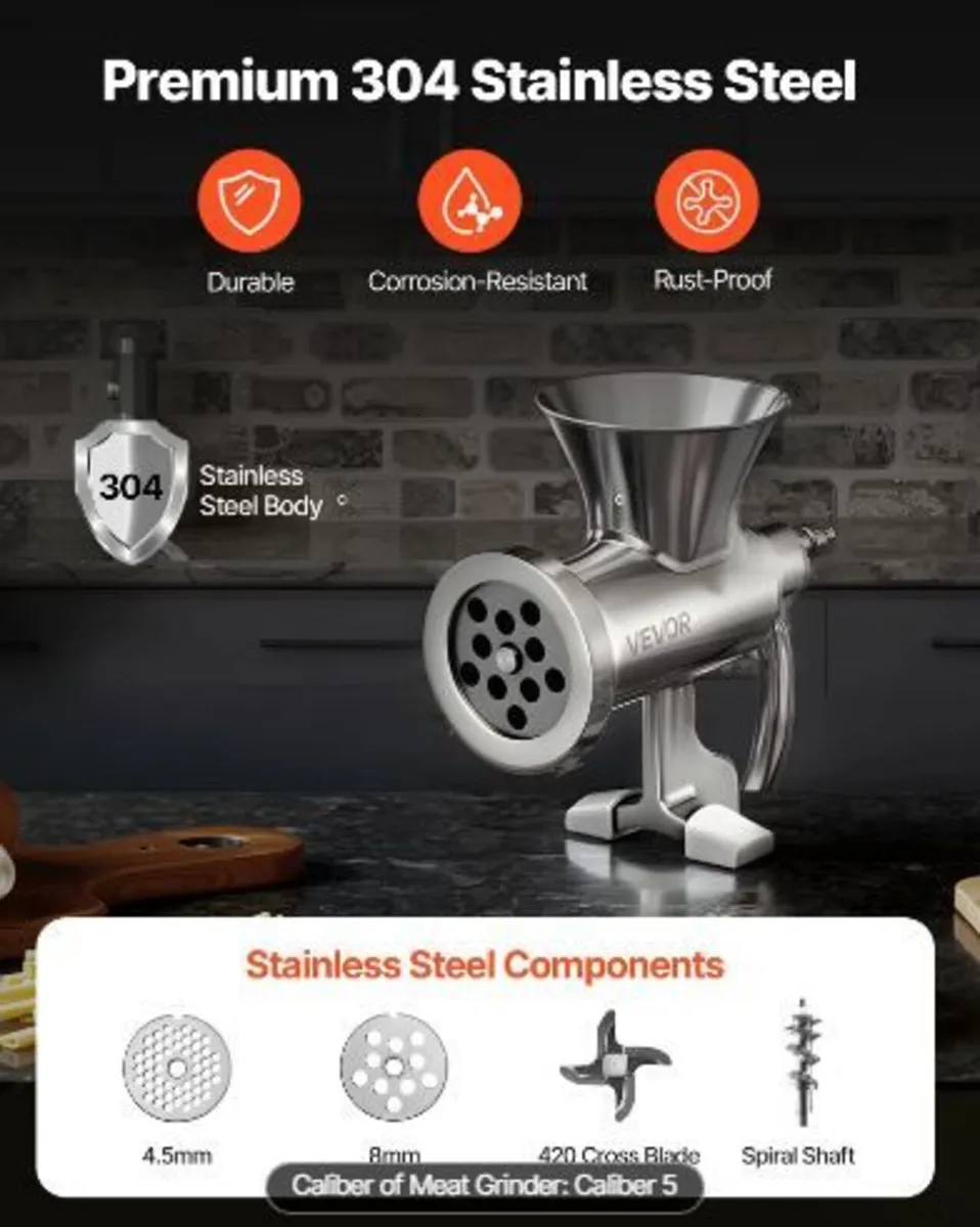 Manual Meat Grinder, 304 Stainless Steel - Image 4