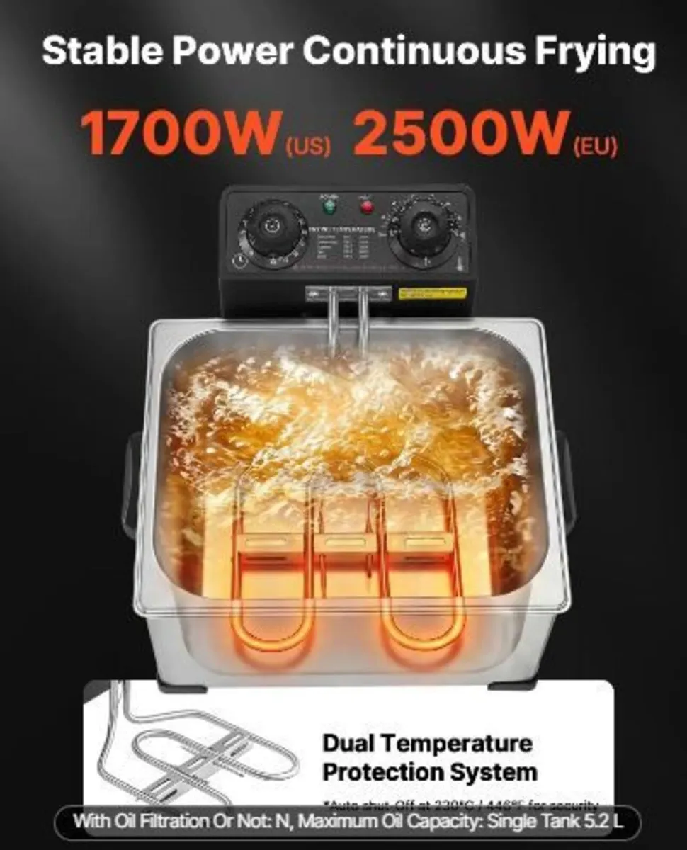 Commercial Electric Deep Fryer, 5.2 L Oil Capacit - Image 2