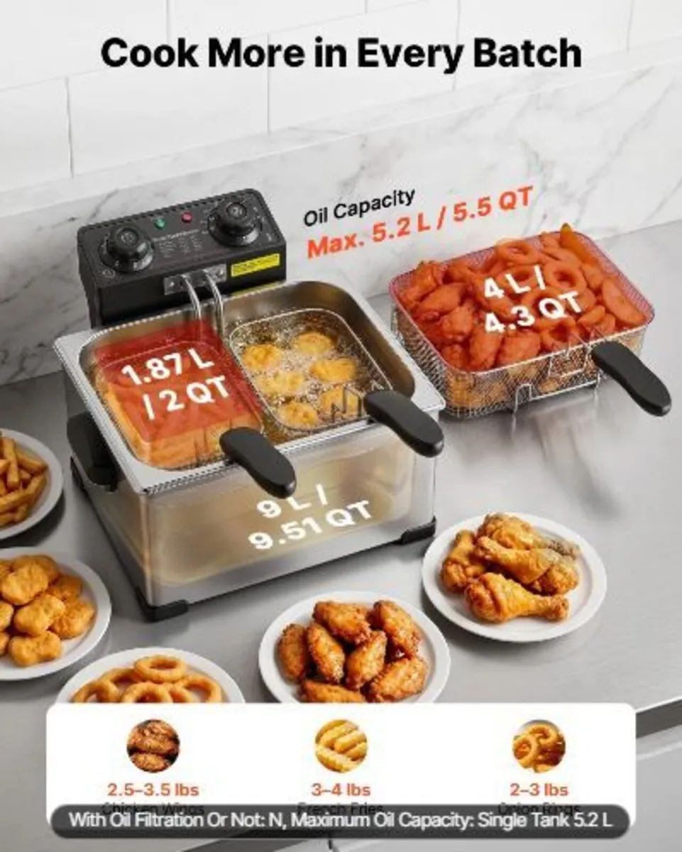 Commercial Electric Deep Fryer, 5.2 L Oil Capacit - Image 3