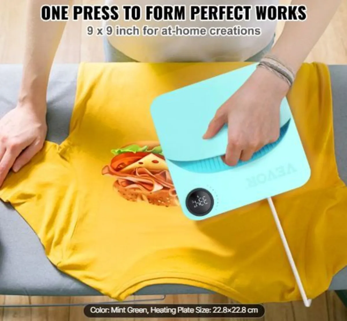 Heat Press 9 x 9 in/22.9 x 22.9 cm Portable - Image 2