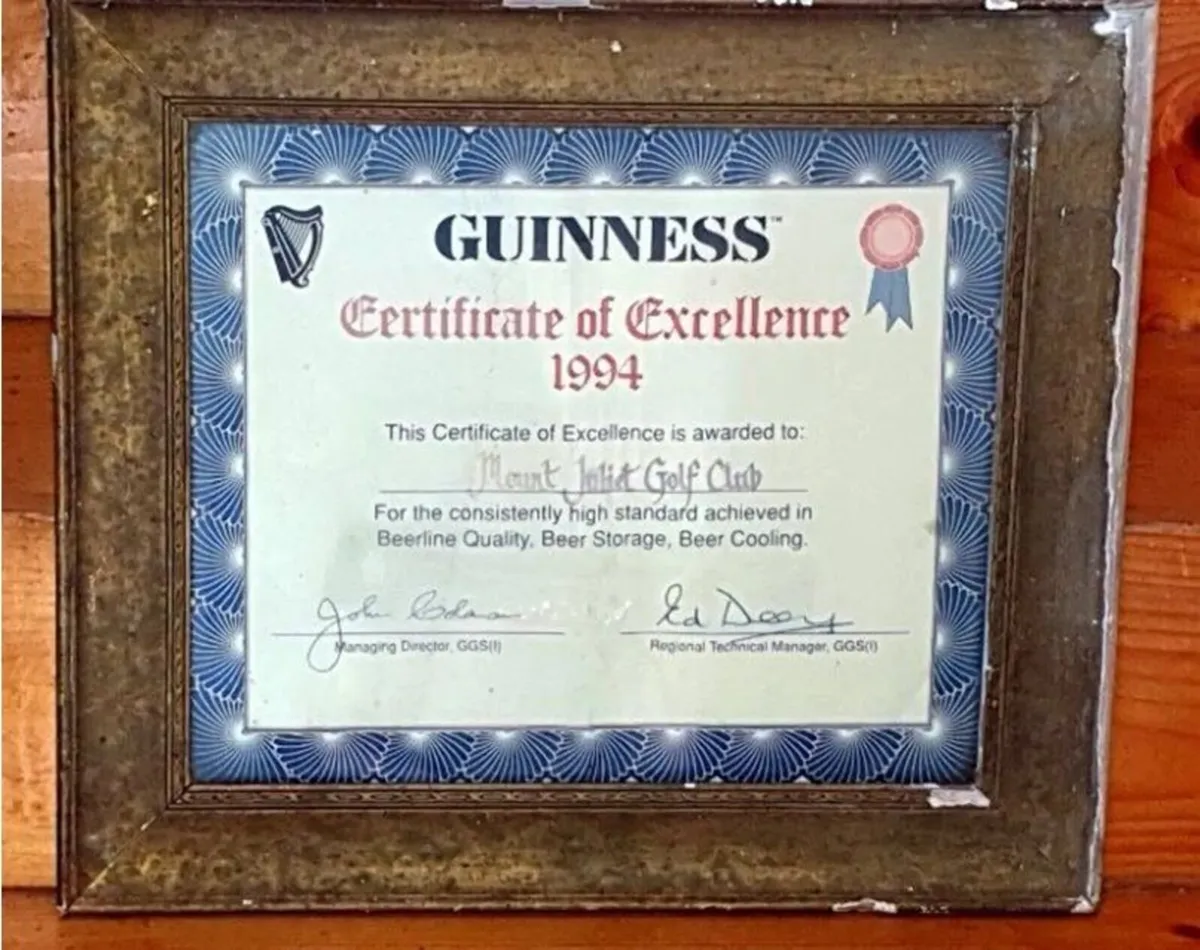 Rare Vintage 1994 Guinness Certificate Excellence - Image 1