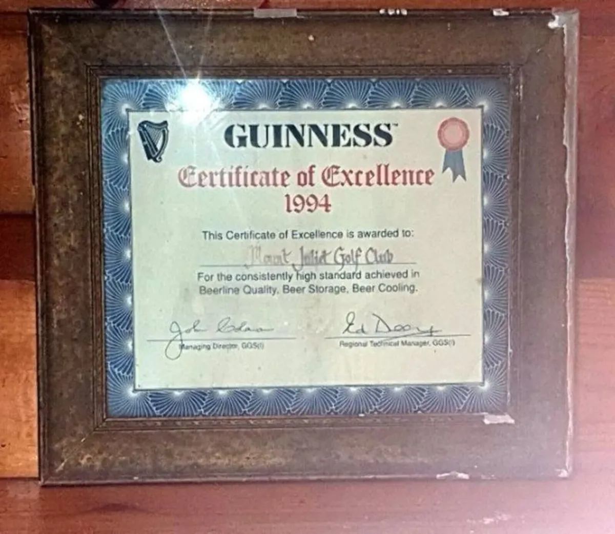 Rare Vintage 1994 Guinness Certificate Excellence - Image 3