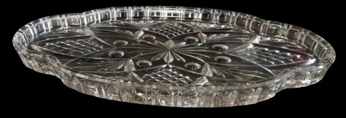Vintage Cut Glass Serving Platter / Vanity Tray - Image 2