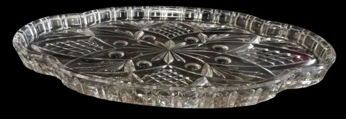 Vintage Cut Glass Serving Platter / Vanity Tray - Image 3