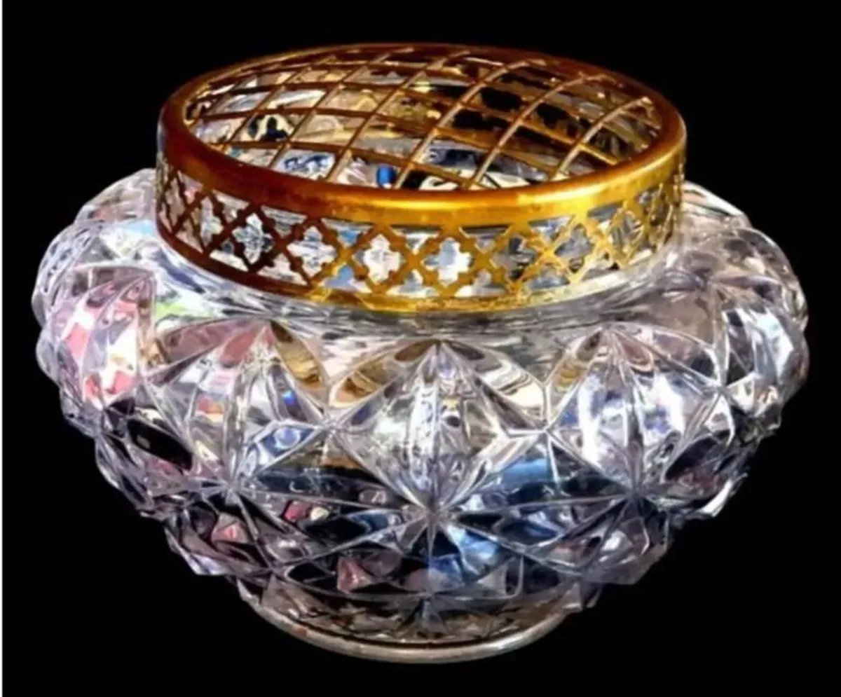 Vintage Harrods Heavy Cut Crystal Rose Bowl - Image 1