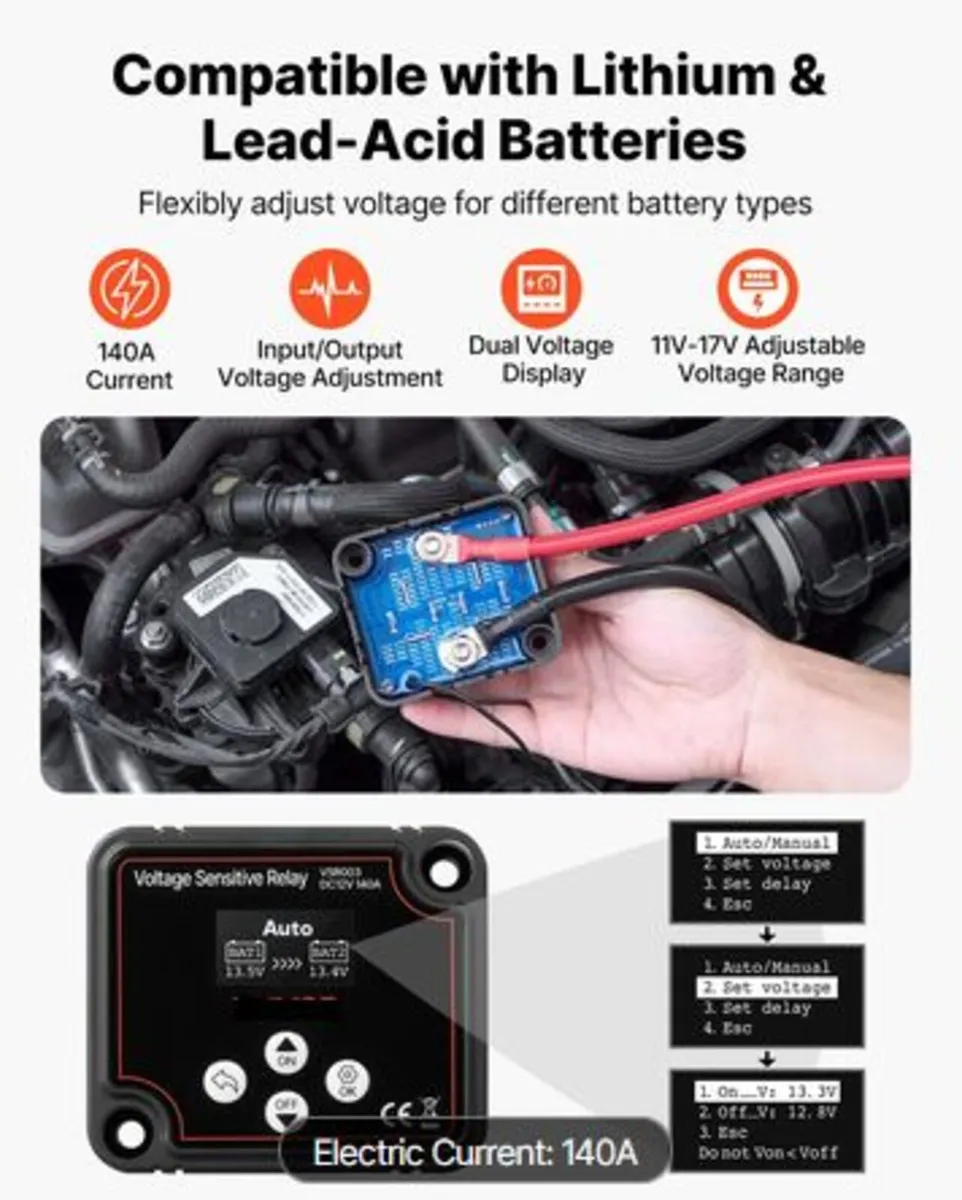 Dual Battery Isolator, 12V 140 Amp, Manual - Image 3