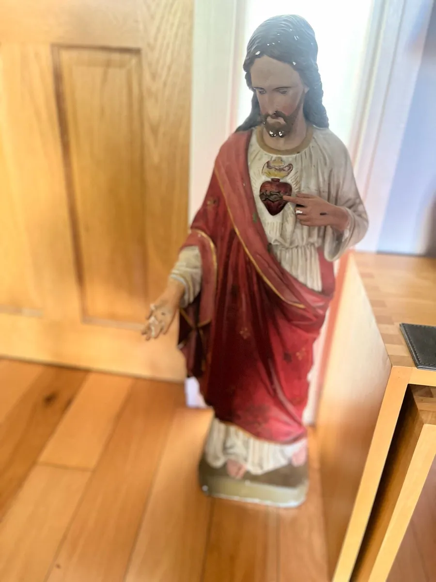 Vintage Sacred Heart Religious Statue - Image 1