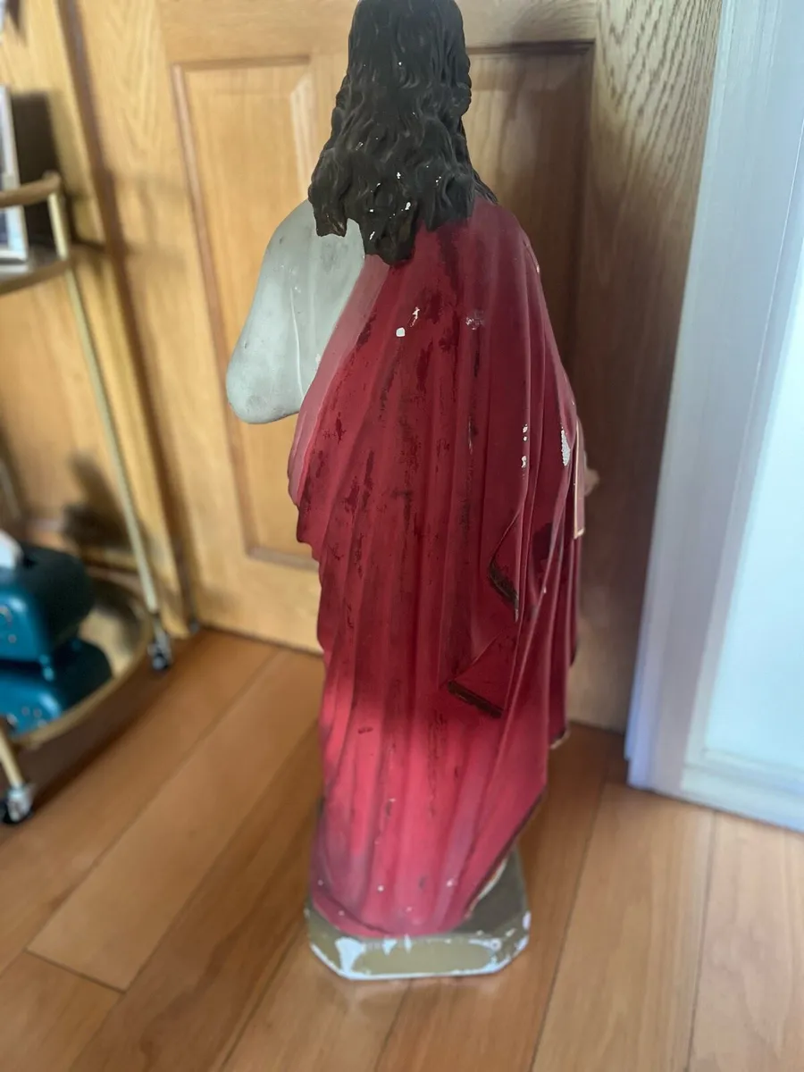 Vintage Sacred Heart Religious Statue - Image 2