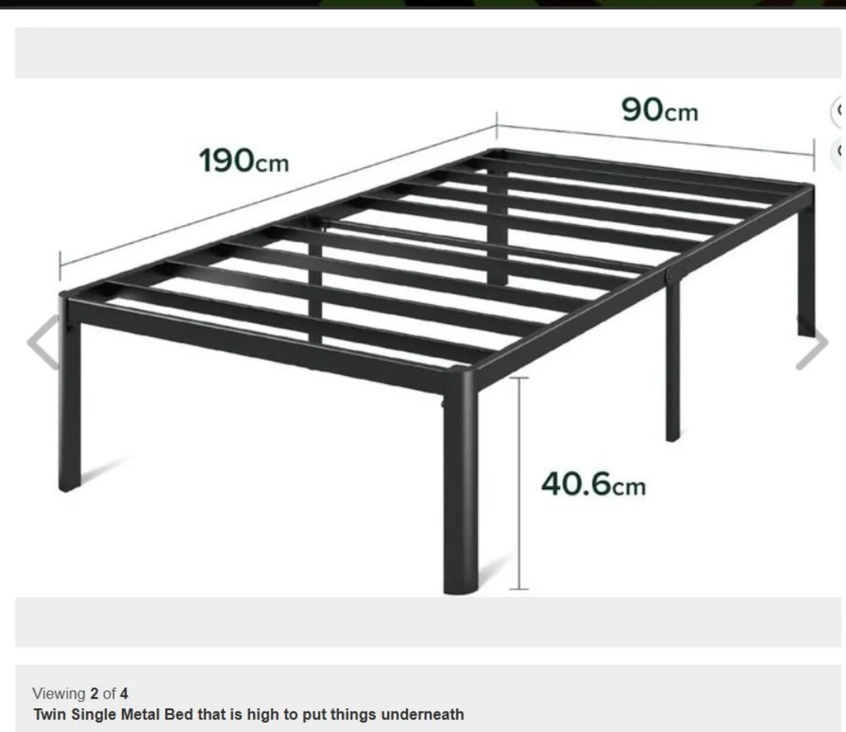 Metal bed, with space for storage underneath - Image 1