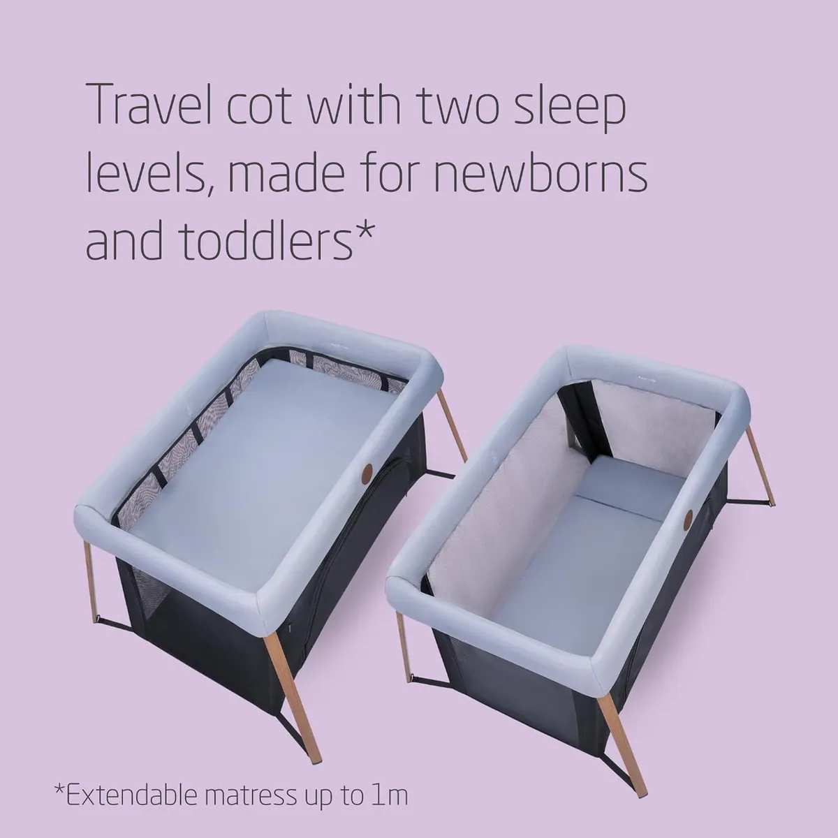 Iris2 Compact Travel Cot 0–15KG Essential Graphite - Image 2