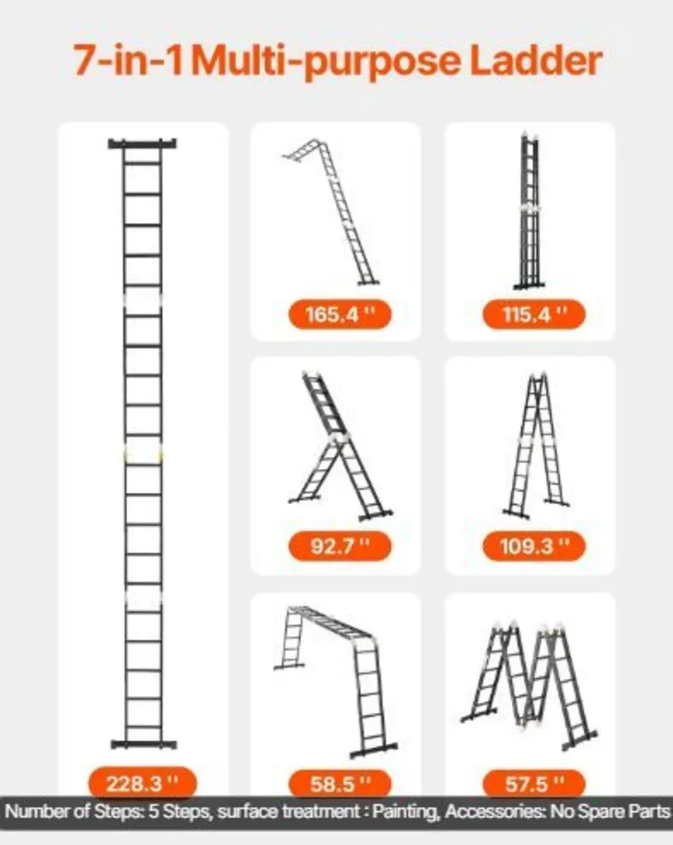 Multi-Purpose Folding Ladder, 7-in-1 Tall Extensi - Image 3