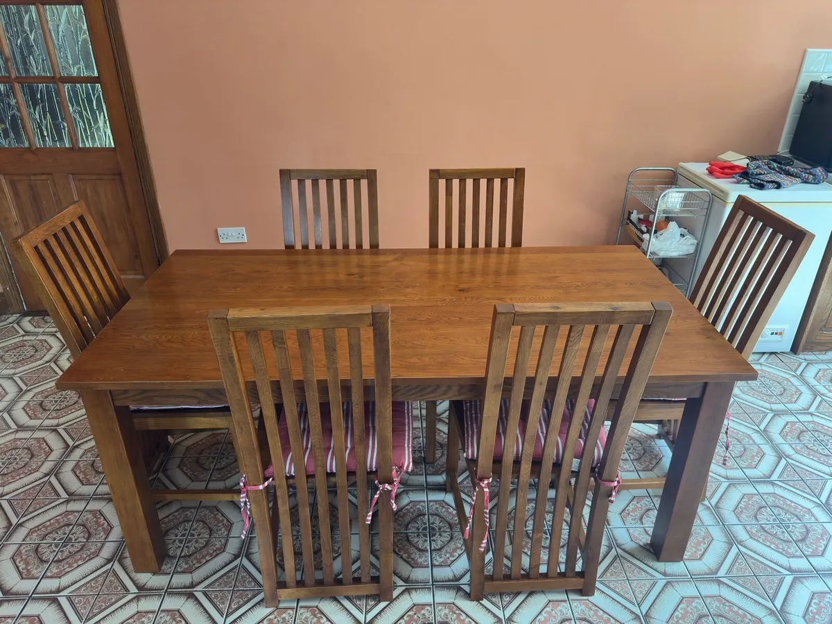 Solid Wood Dining Table w 6 Chairs - Image 1