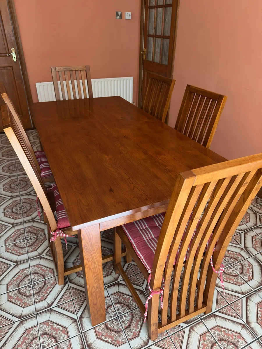 Solid Wood Dining Table w 6 Chairs - Image 2