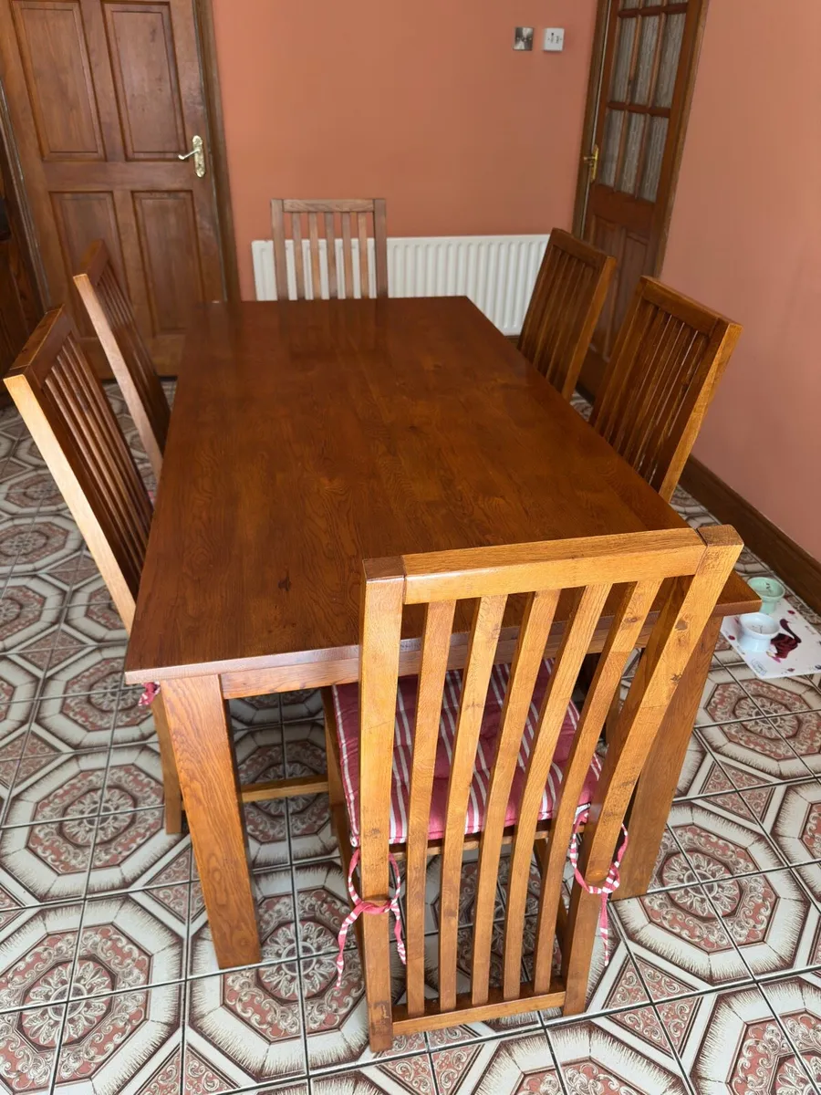 Solid Wood Dining Table w 6 Chairs - Image 3