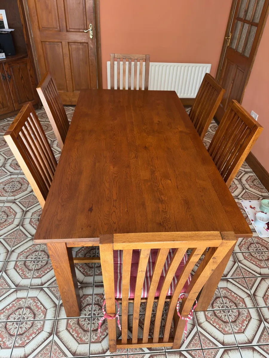 Solid Wood Dining Table w 6 Chairs - Image 4