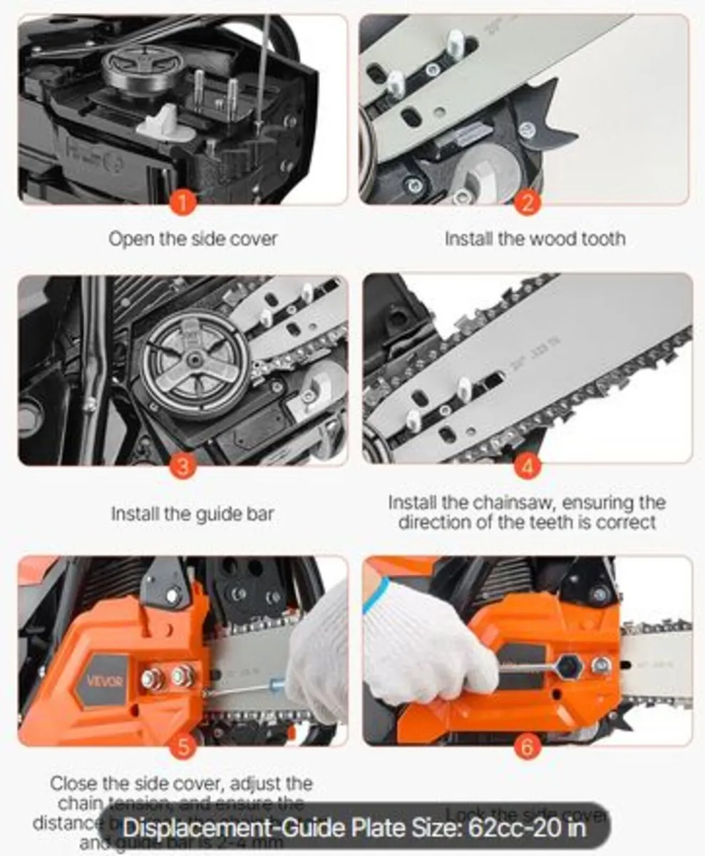 62 cc Gas Chainsaw, 20 inch Gas Powered Chainsaw, - Image 3