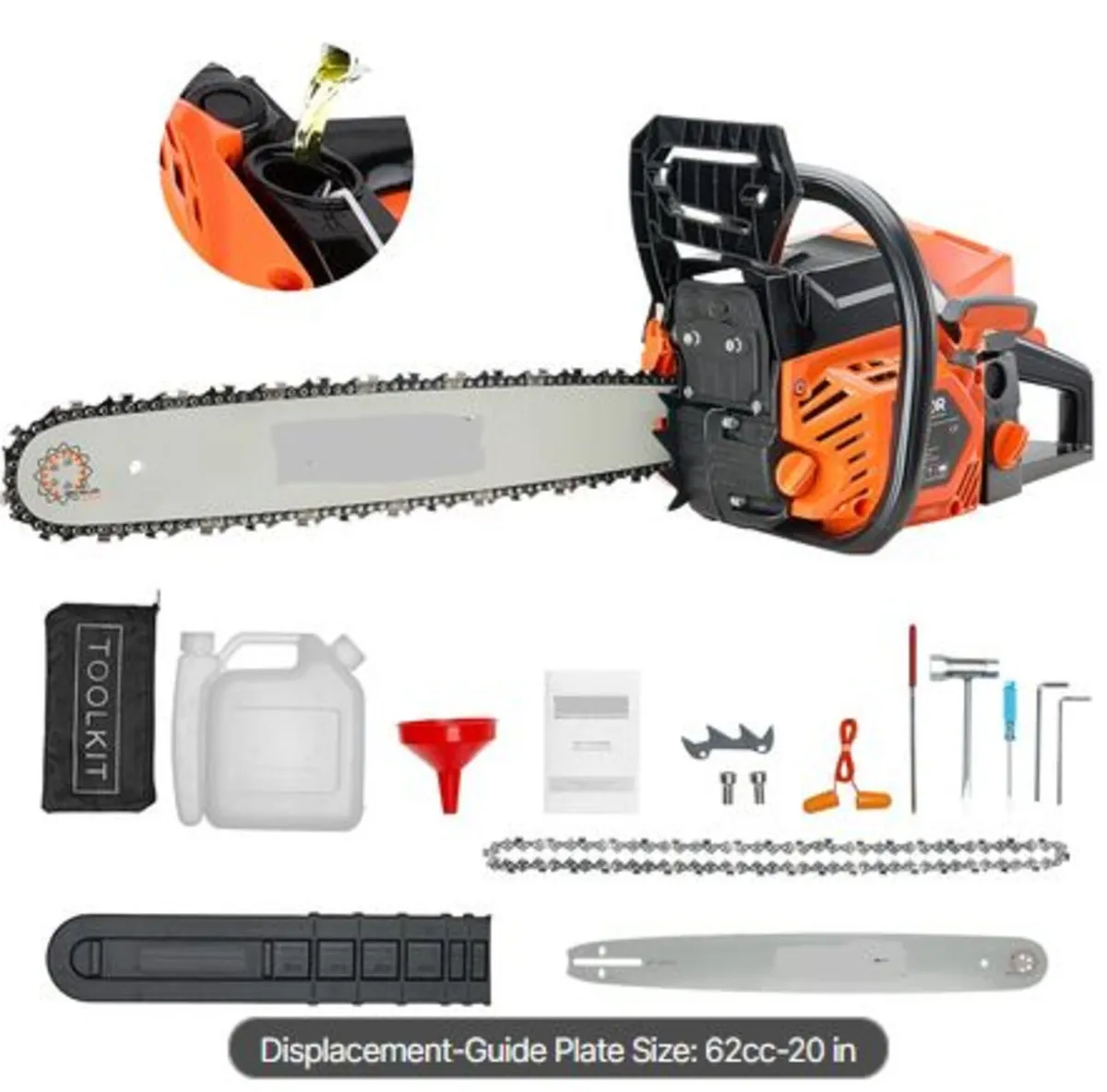 62 cc Gas Chainsaw, 20 inch Gas Powered Chainsaw, - Image 1