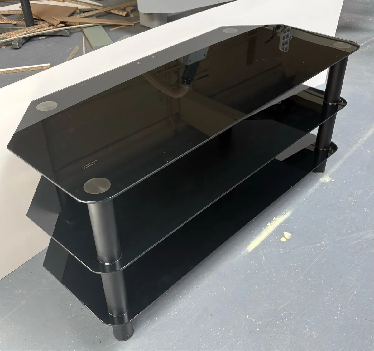 T.V Stand, black glass - Image 2