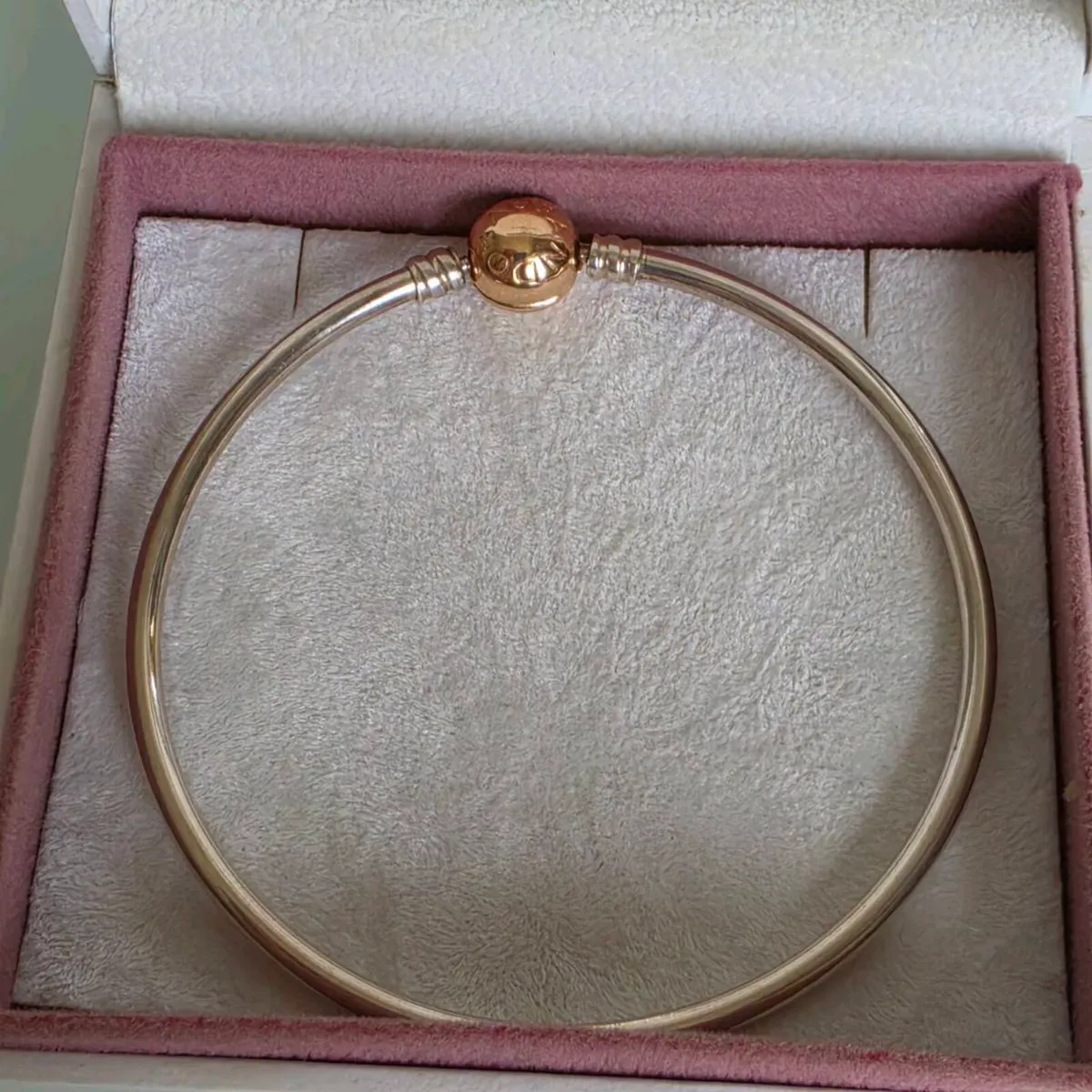 Pandora sterling silver bangle with 14k Rose gold - Image 2