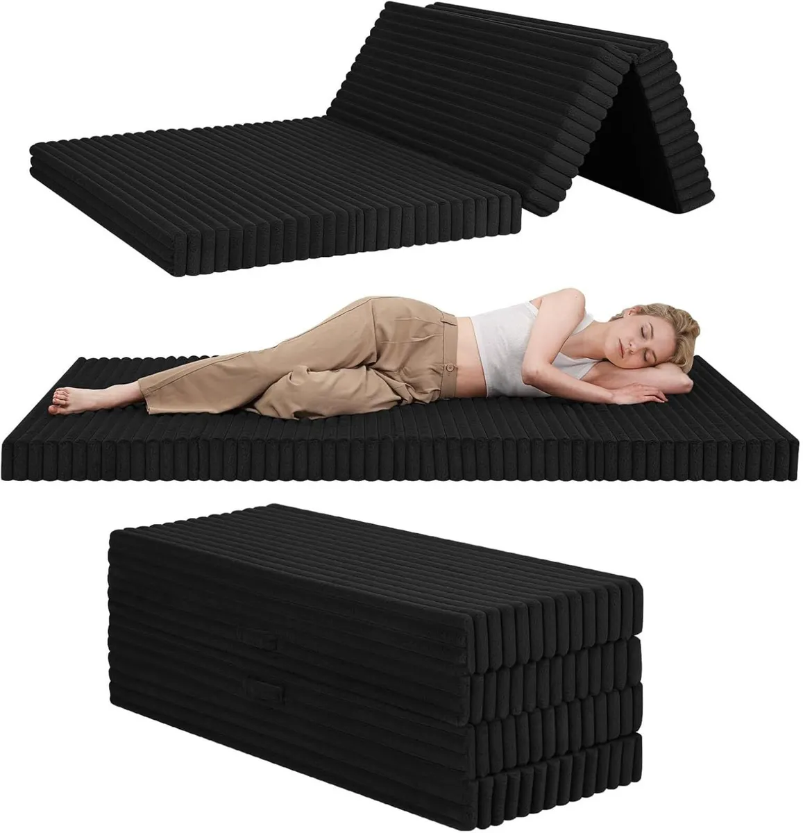 Folding Floor Mattress 4-Fold Foam Guest Bed - Image 1