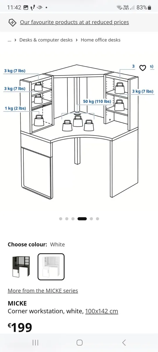 White corner desk with shelves - Image 1