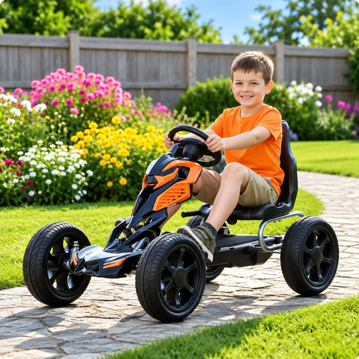 Thunder Eva Rubber Wheel Go Kart Orange