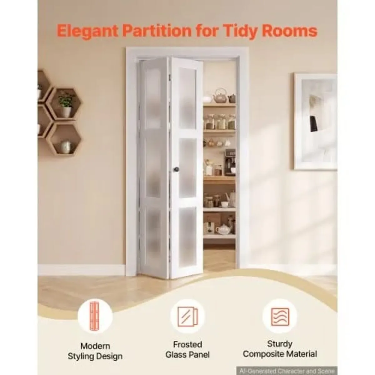 Bifold Closet Doors 2-Panel, 762 mm (Double 381 mm - Image 2
