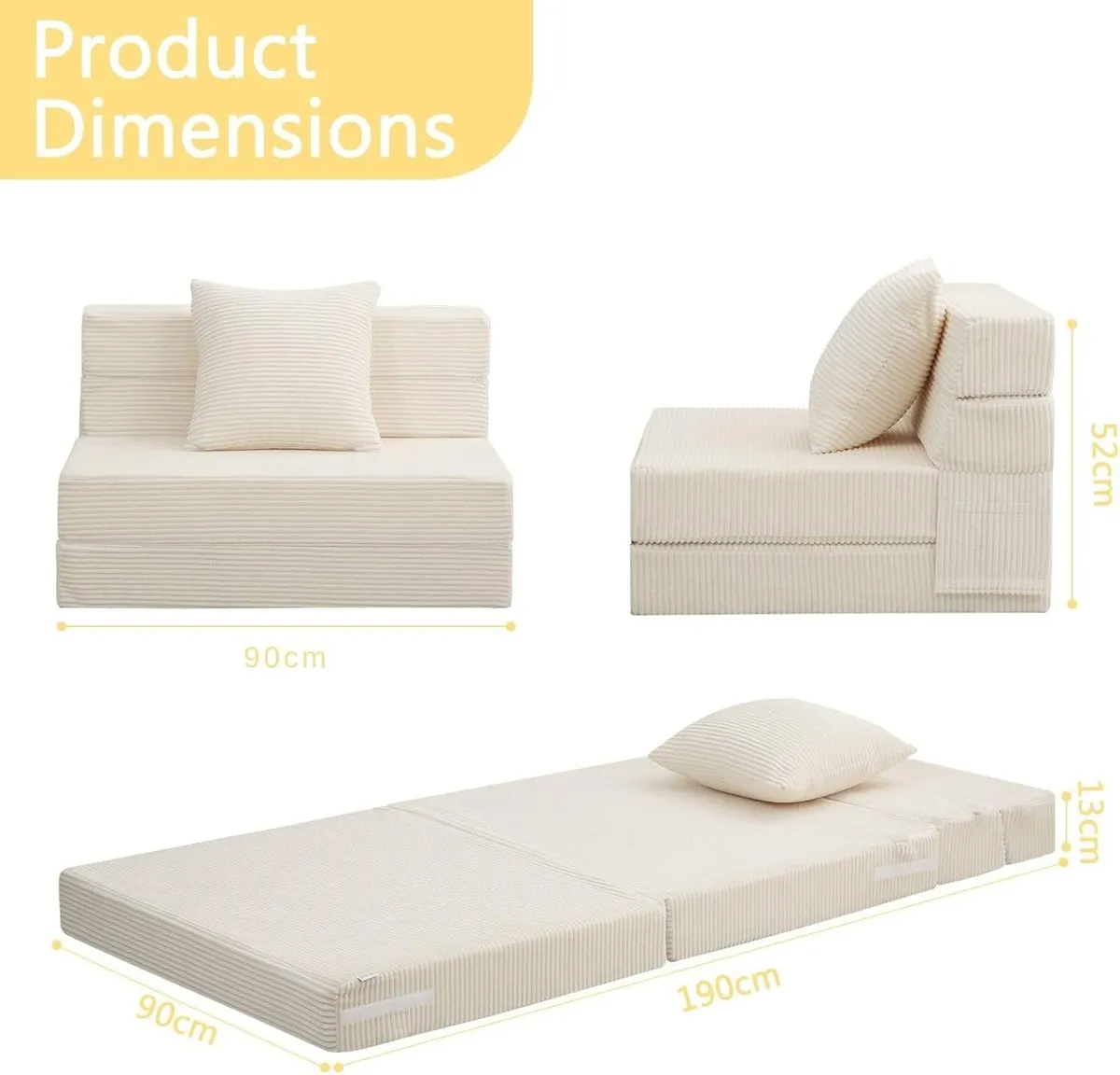Folding Mattress Corduroy Fold Out Sofa Bed - Image 3