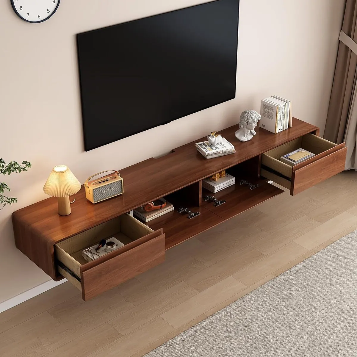 Floating TV Stand Large Shelves Wall Mounted - Image 2