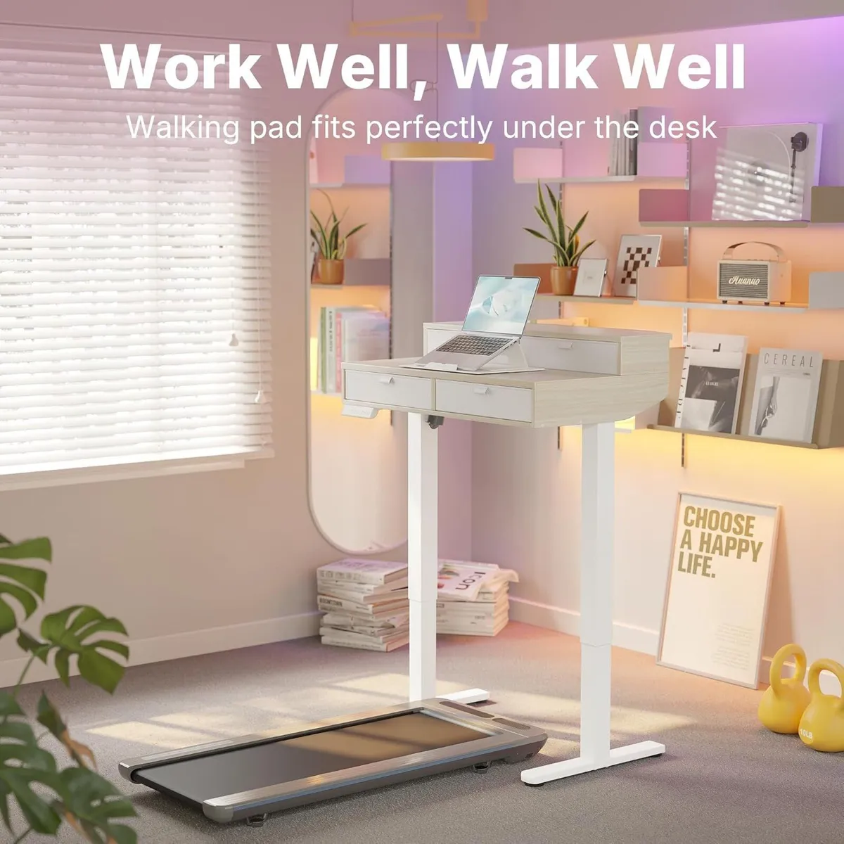 Standing Desk with Fabric Drawers Natural - Image 3