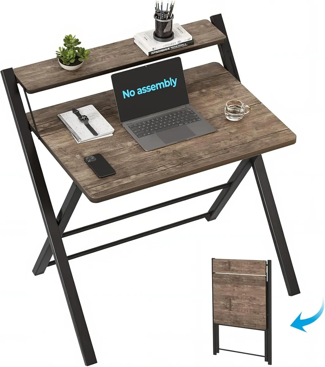 No Assembly Folding Desk Monitor Shelf - Image 1