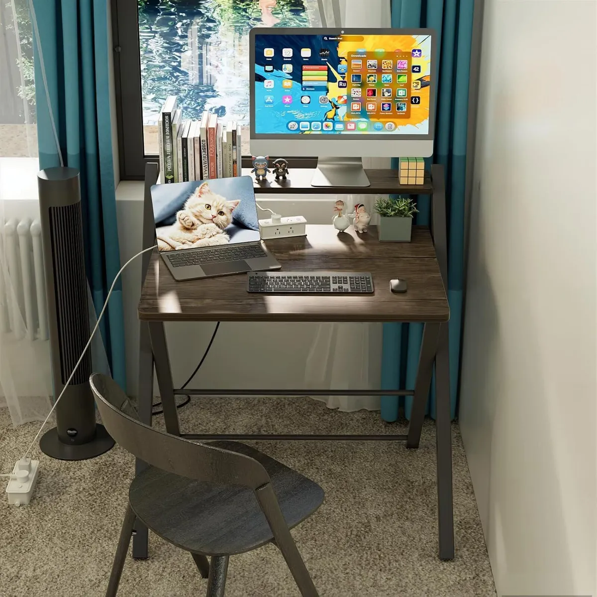 No Assembly Folding Desk Monitor Shelf - Image 2