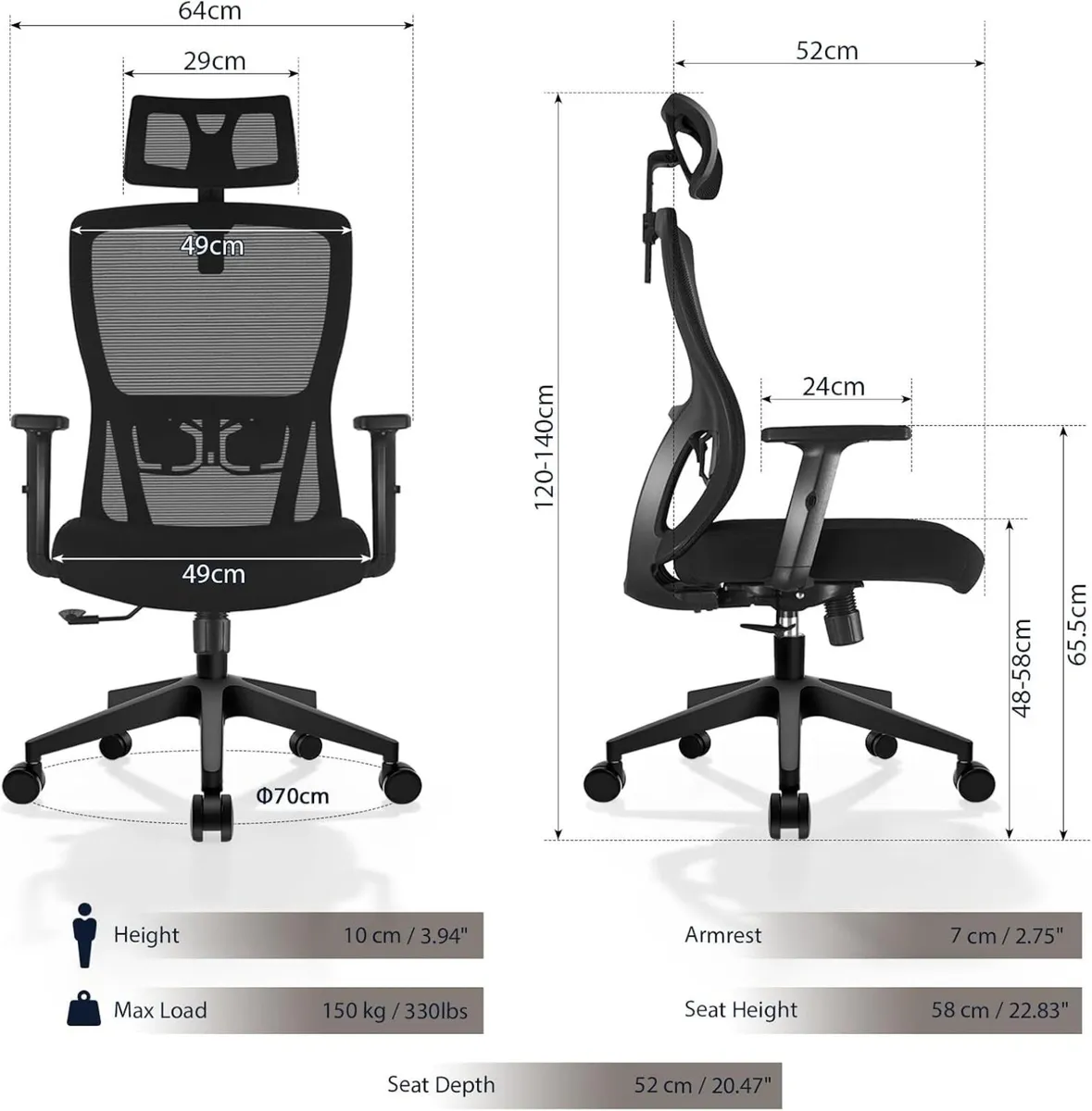 Ergonomic Office Chair Desk with Adjustable - Image 3