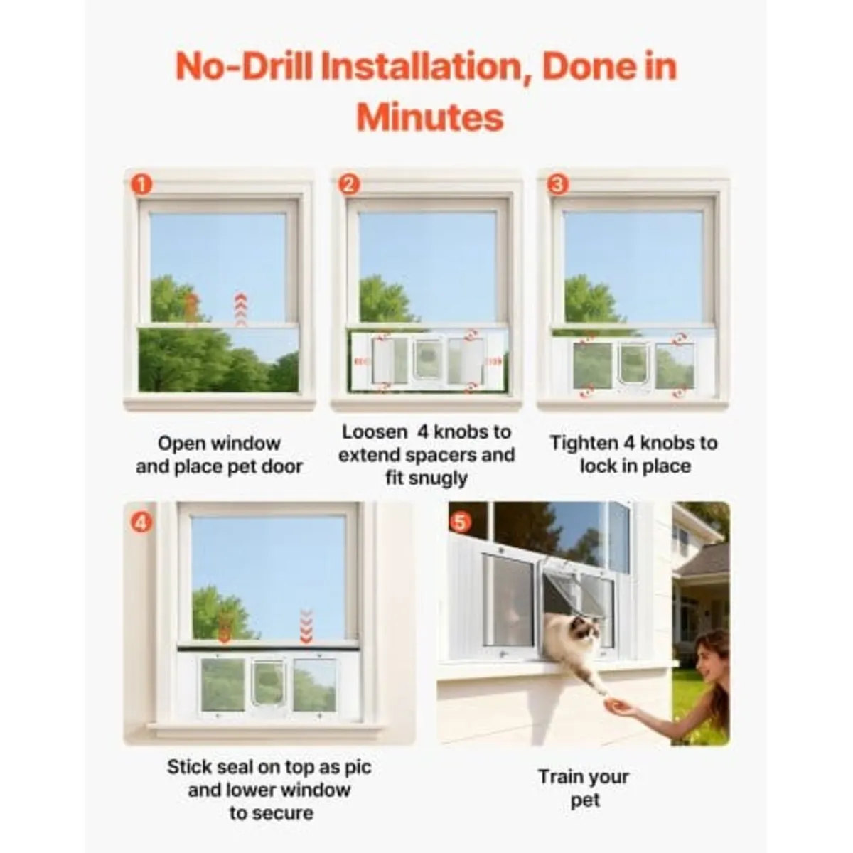 Cat Door for Window, Adjustable to Fit Window Widt - Image 3