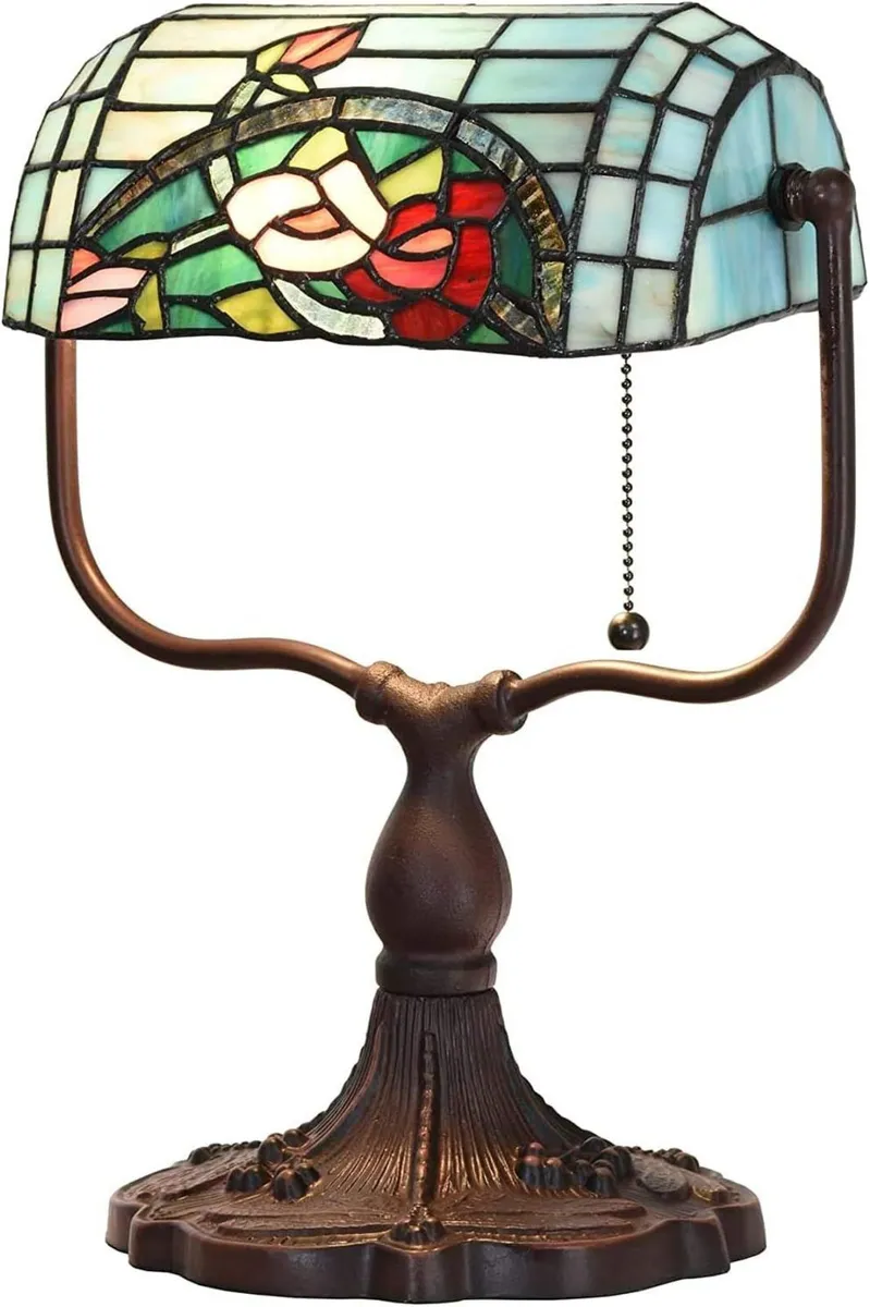 Rose Flower Tiffany Style Stained Glass Bankers - Image 2