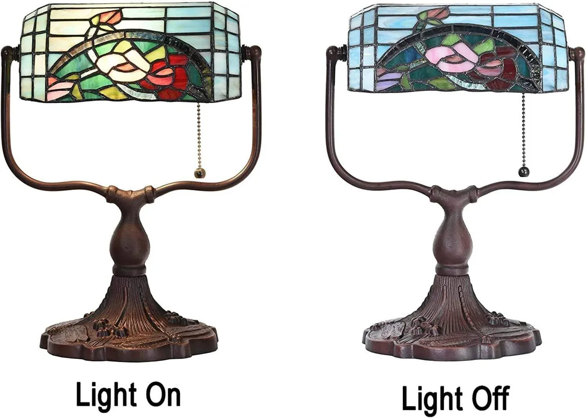 Rose Flower Tiffany Style Stained Glass Bankers - Image 3