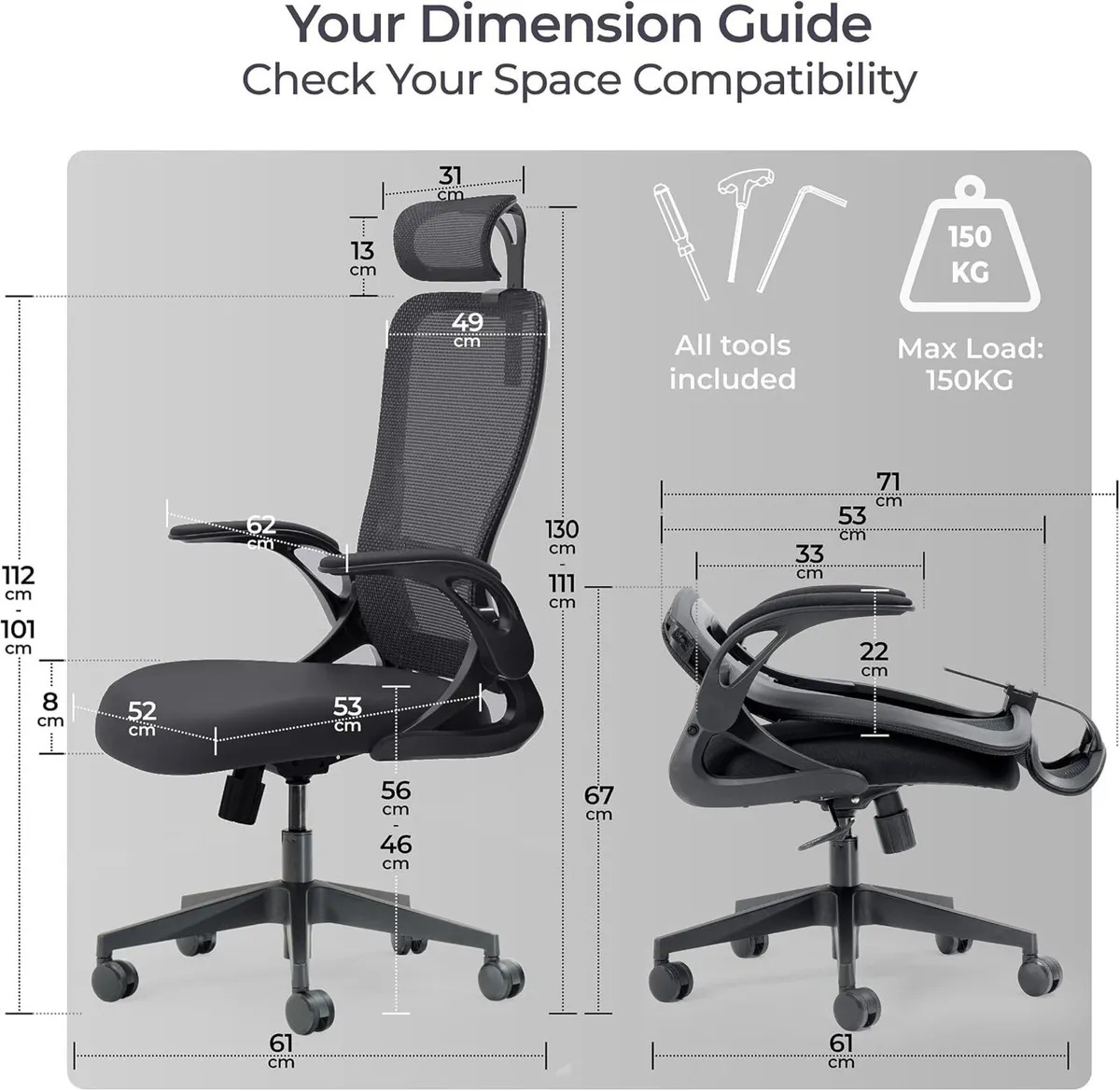 Model U Folding Office Chair Ergonomic Design - Image 2