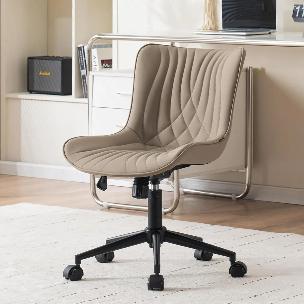 Office Chair Adjustable Ergonomic Desk Armless PU - Image 1