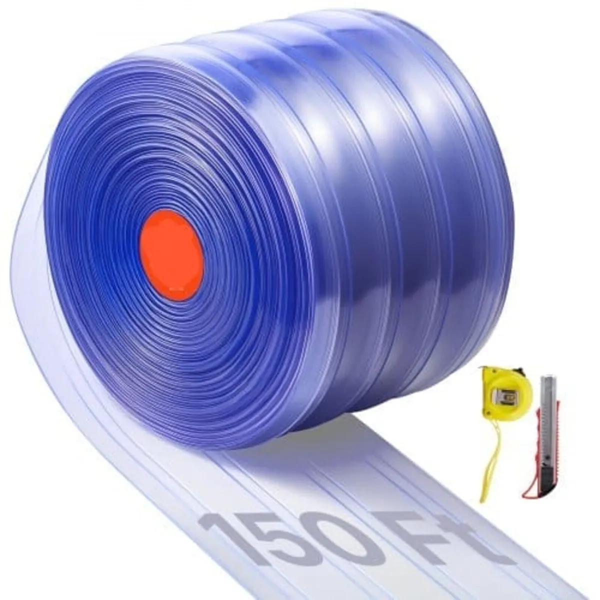 Clear PVC Strip Curtain, 45.7 m Length x 20 cm Wid - Image 1